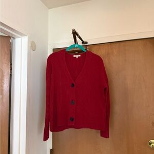 Women's Red Button-Up Sweater